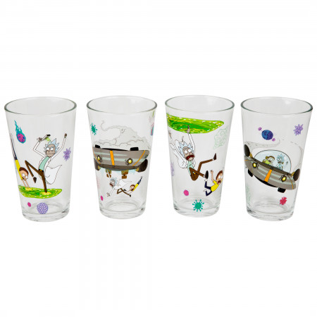 Rick and Morty Action Sequence Set of 4 16oz Pint Glasses